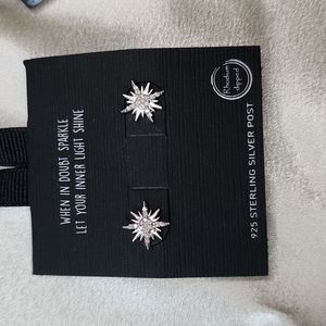 Star 925 Sterling Silver Post Rhodium dipped Earrings